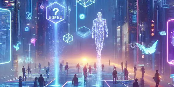 A vibrant futuristic virtual reality scene showcasing interactive adult content trends with neon lights and holographic interfaces.