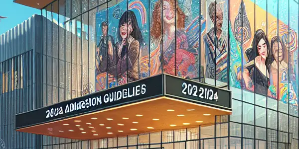 A vibrant scene at the Beijing Film Academy with diverse students discussing their ambitions and preparing for auditions.