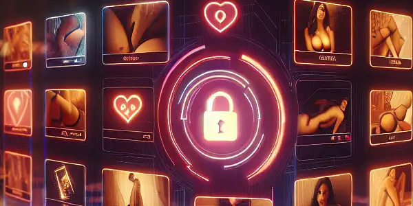 A cozy living room featuring a digital device displaying adult content, emphasizing privacy and safety.