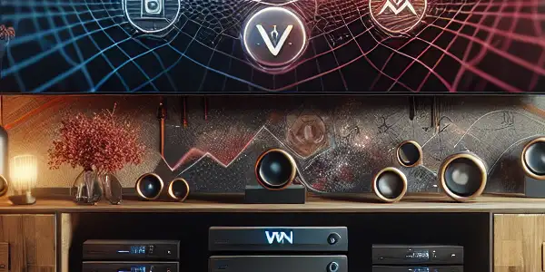 A modern home entertainment setup featuring a high-definition screen and stylish media player for Japanese adult films.